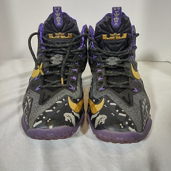 Nike Lebron 11 Anthracite, Metallic Gold Purple Venom Sneakers Size 9.5 - Picture 1 of 13